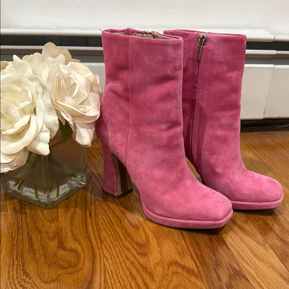 Sam Edelman Pink Suede Ankle Boots